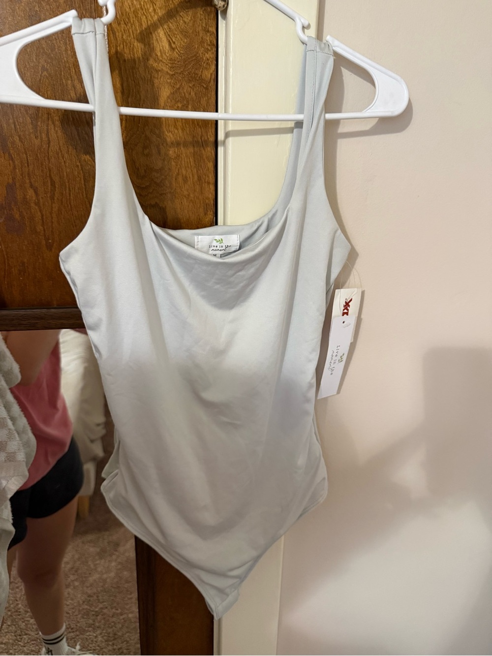Light Gray Scoop Neck Tank Bodysuit